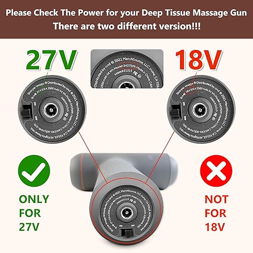 Miniatura 3 de Cargador de pistola de masaje de imagen más nítida de 27 V compatible con pistola de masaje Sharper Image 2437599 (no para 18V) 1011666 1013002