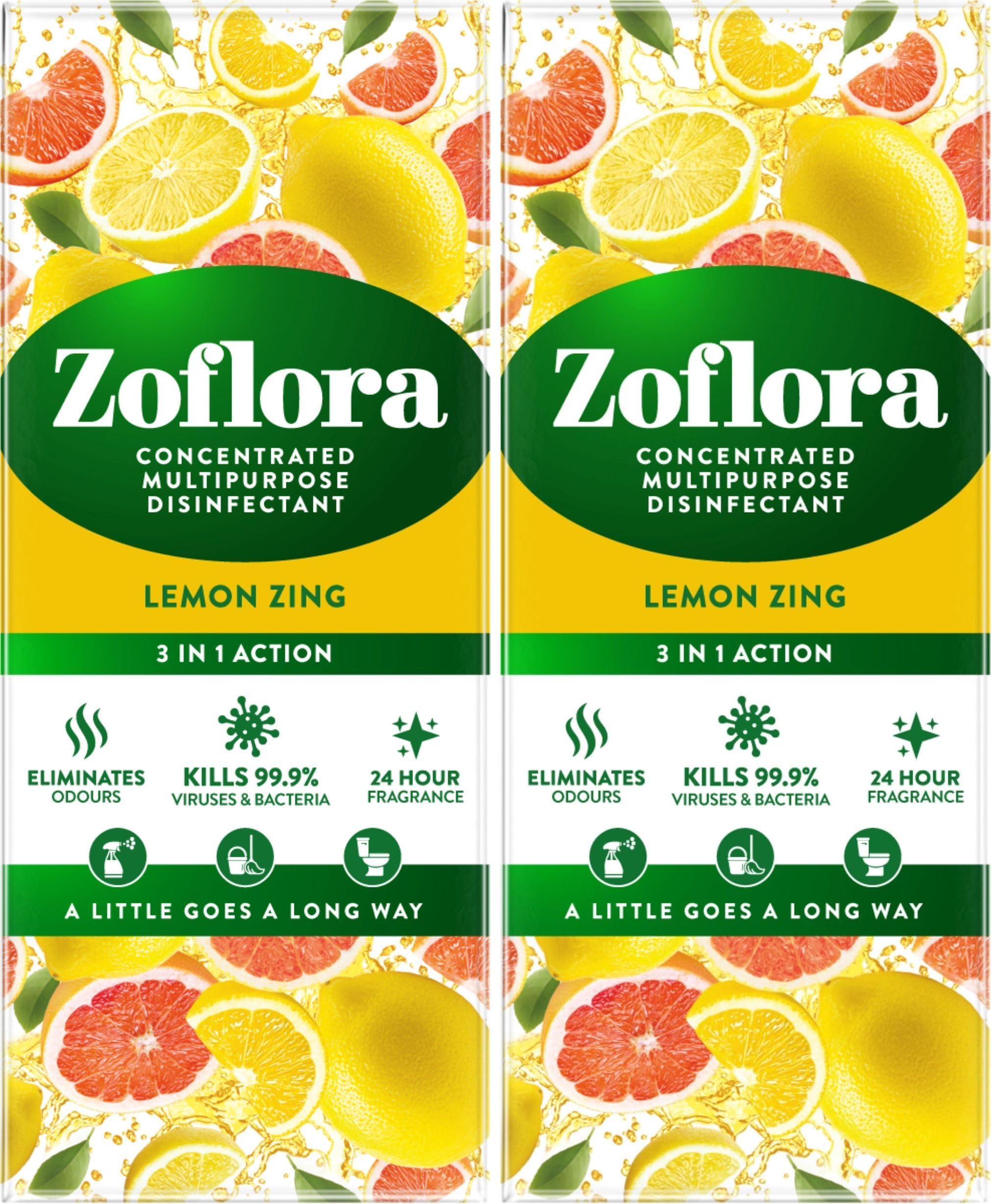 Zoflora Lemon Zing Concentrate, 500ml (Pack of 2)