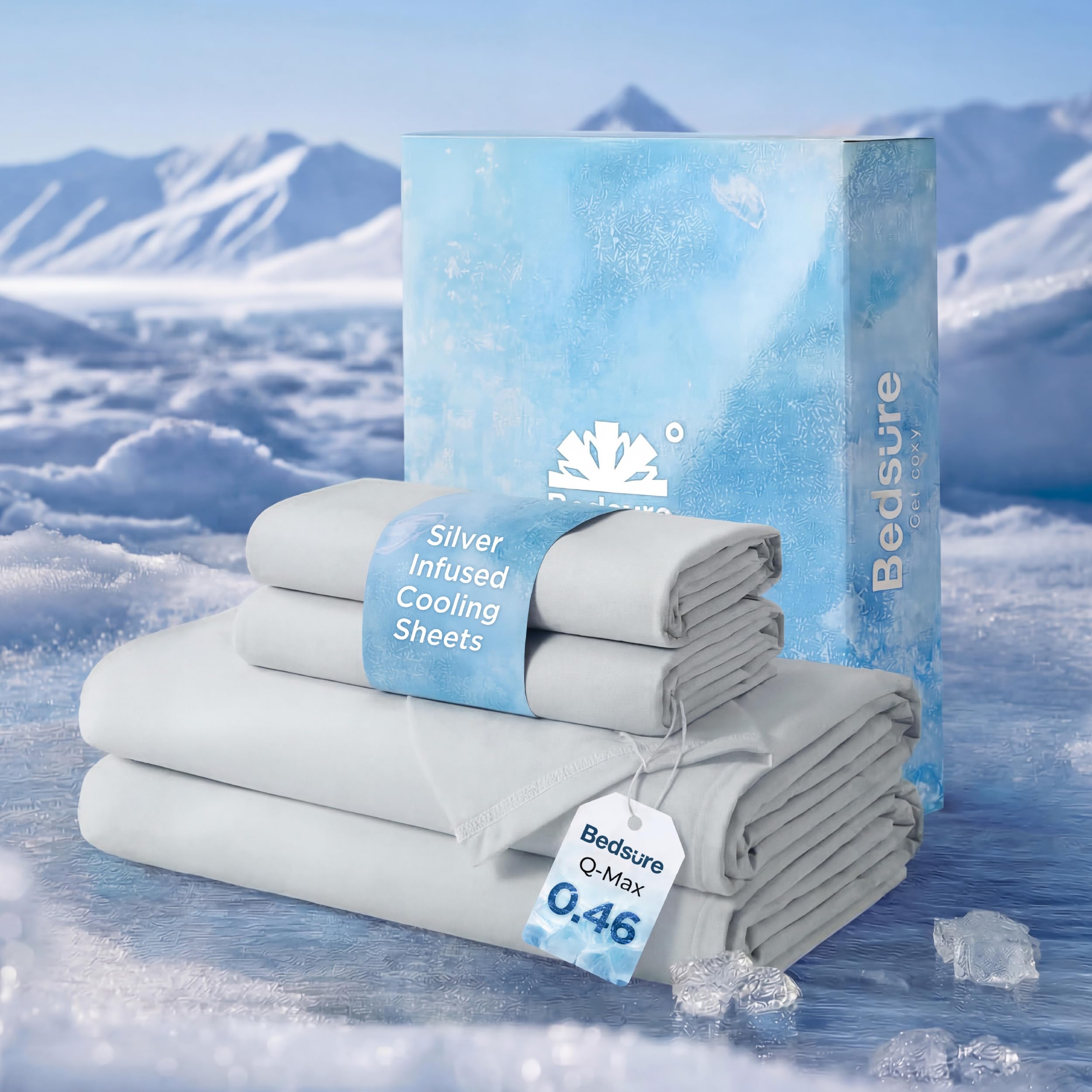 Bedsure Silver Infused Bed Sheets Cooling Sheets for Hot Sleepers and Night Sweats Deep Pocket Up to 16
