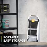 KINGRACK 2 Step Folding Ladder, 800lbs Capacity Step Stool with Safety Lock, Non-Skid Wide Pedals, and Handrail, Lightweight, Household Ladder for Home, Kitchen, Pantry, Closets, and Office Use, White