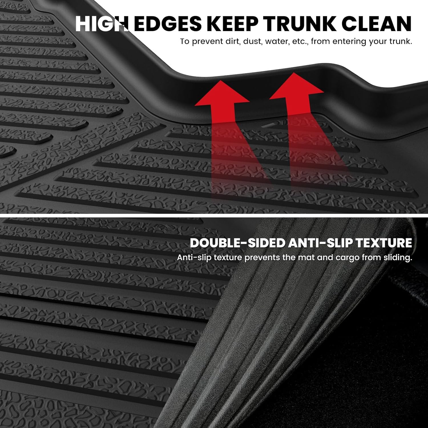 LASFIT Cargo Mat & Backrest Mat for Subaru Forester 2024 2023 2022 2021 2020 2019, All Weather TPE Custom Fit Easy Clean Durable No-Curling Trunk Mat for Forester 2019-2024 Cargo Liner,Black - Image 6