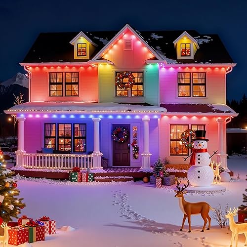 Miniatura 7 de JOYIN Luces de Navidad inteligentes de 118 pies para exteriores, tira de 72 LED con control remoto y aplicación, múltiples modos, impermeable,