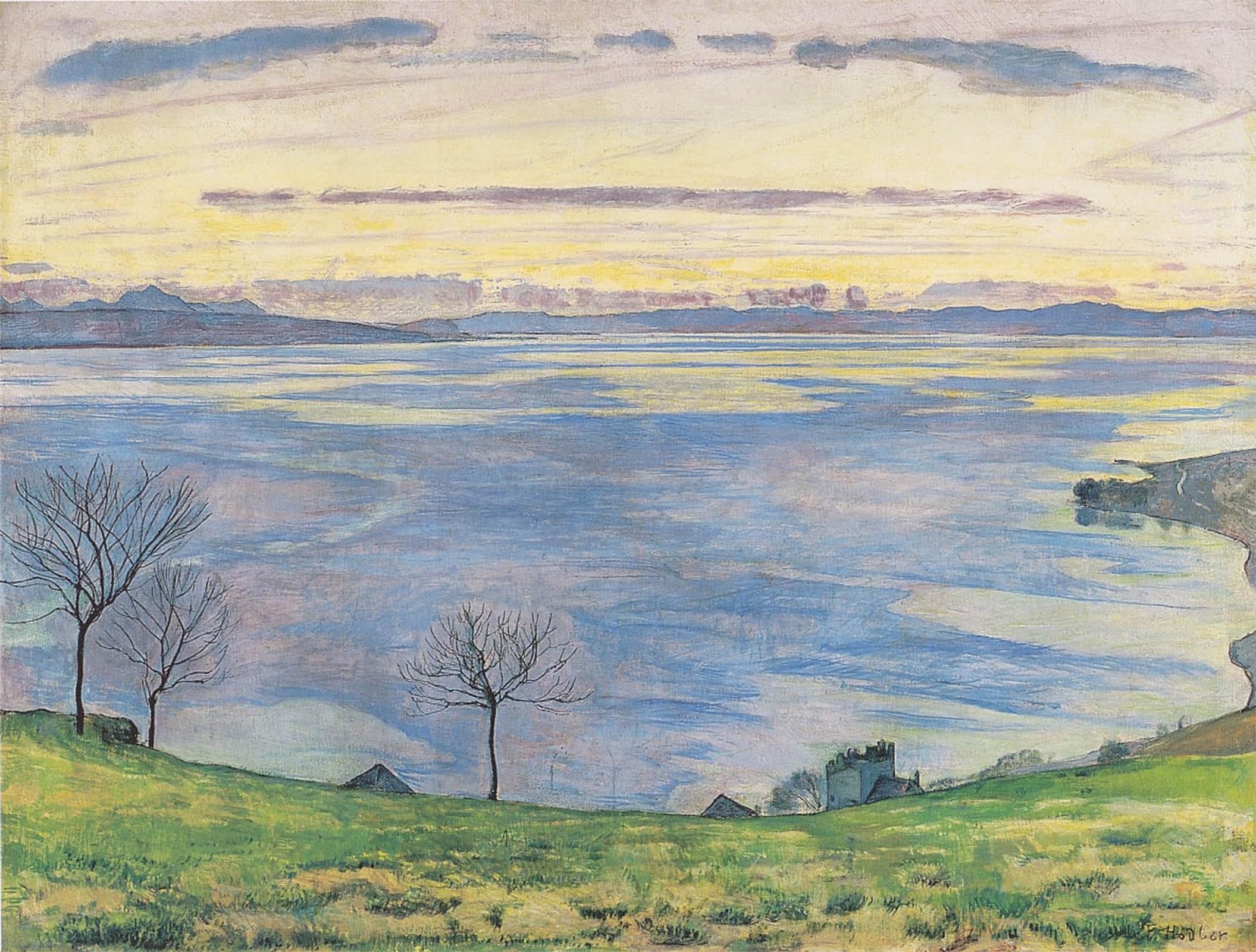 ARTXLXXBN Famous Print Painting Colorful Art Print Lake Geneva in the Evening by Ferdinand Hodler Canvas Art Decorations for Home Decor 60x90cm