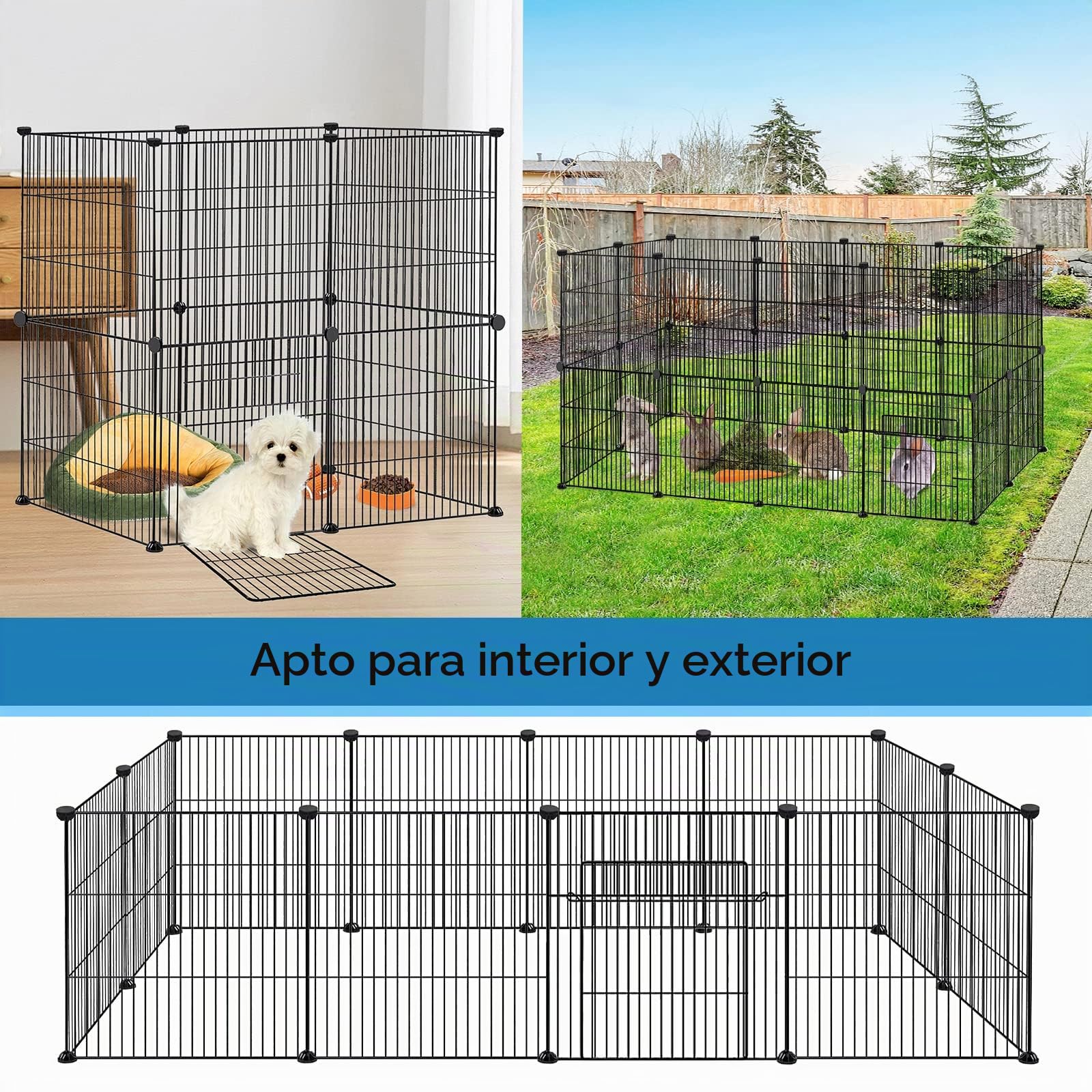 UISEBRT - Juego de 12 recintos para conejitos y conejillos de indias, jaula para animales pequeños con puerta, recinto para cachorros y animales pequeños, interior y exterior, 35 x 35 cm