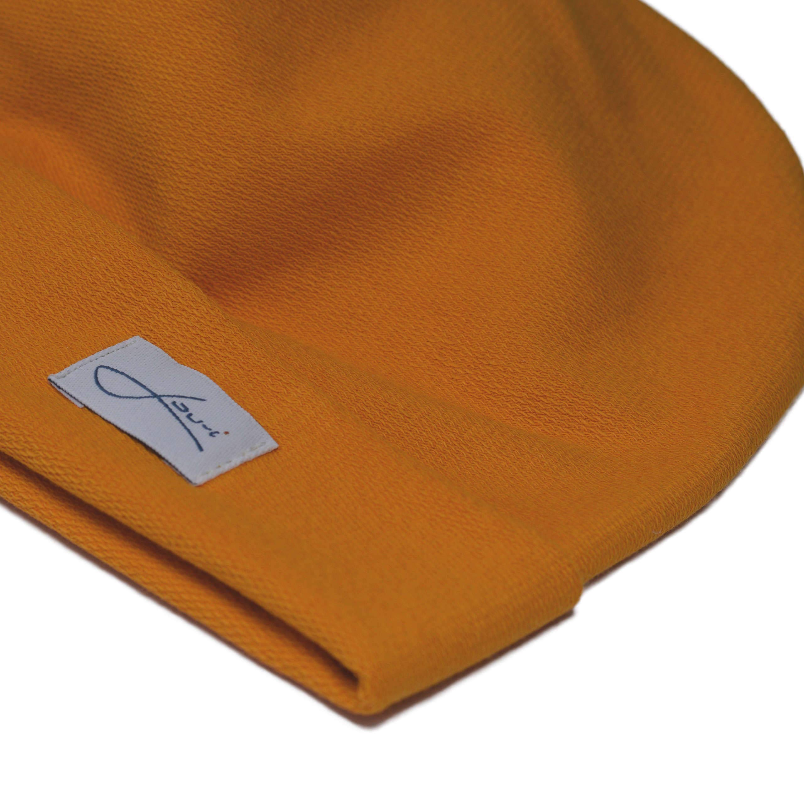 Lou-i Czapka damska i męska, bawełna ekologiczna, czapka beanie, wyprodukowano w Niemczech, ochra, 59-60
