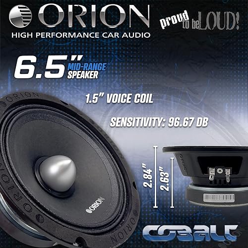 Miniatura 3 de Orion Cobalt CM65 - Altavoces tipo bala de rango medio de 6.5 pulgadas de alta eficiencia, 1000 W de potencia máxima, 250 W RMS, 4 ohmios, bobina de