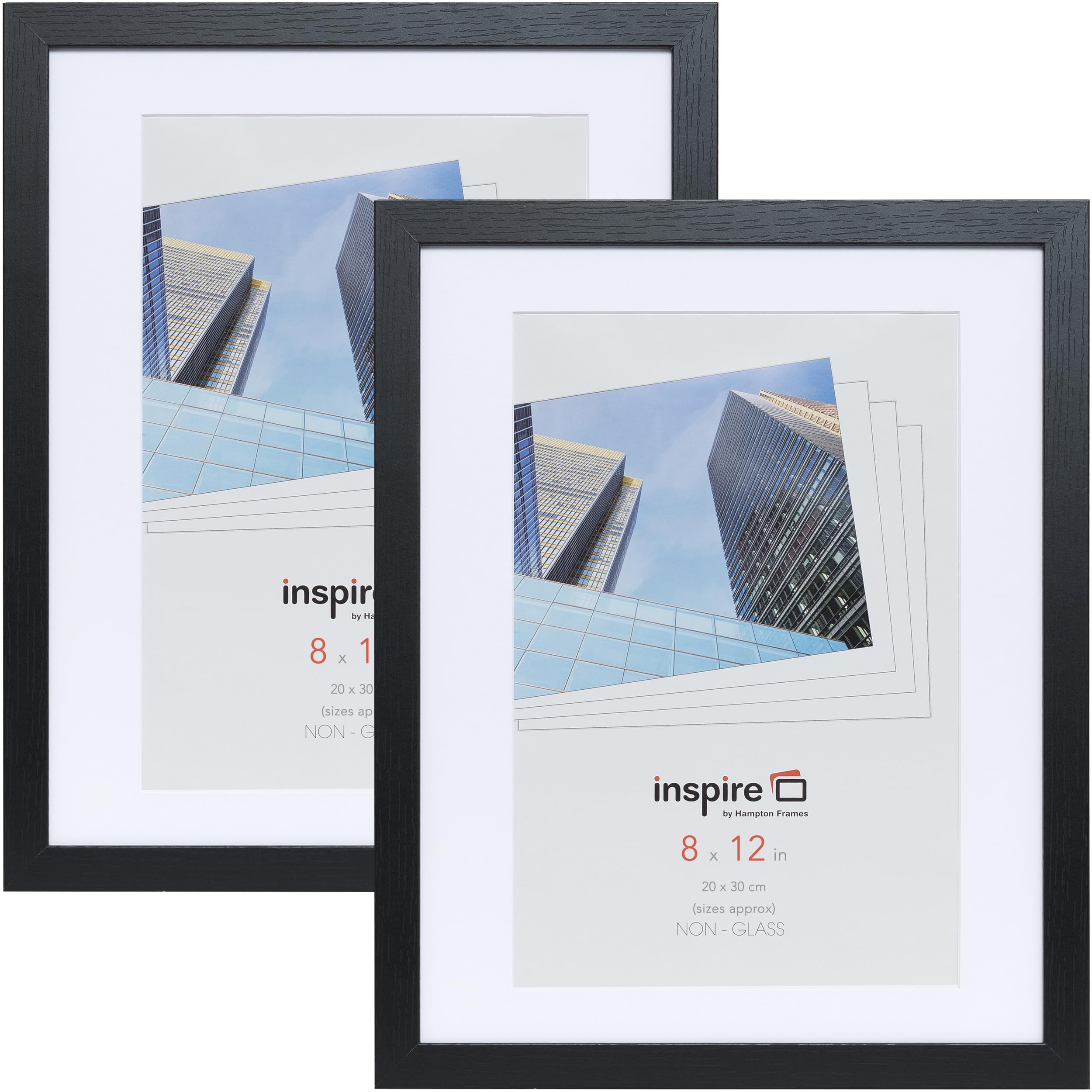 Inspire By Hampton Frames Black Hampton Frames Oxford 8X12 (20X30cm) Pack Of 2 Picture Frame Acrylic (Non-Glass) Oxf812ngx-2Pk