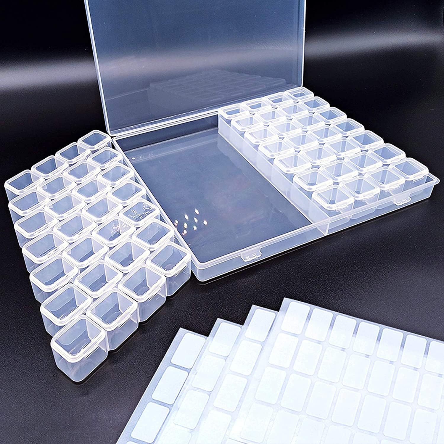 KASTWAVE 56 Grid Diamond Painting Container Box Sewing,Organizer Nail Diamonds and Bead for Sewing, Nail Diamonds, Diamond Painting Accessories