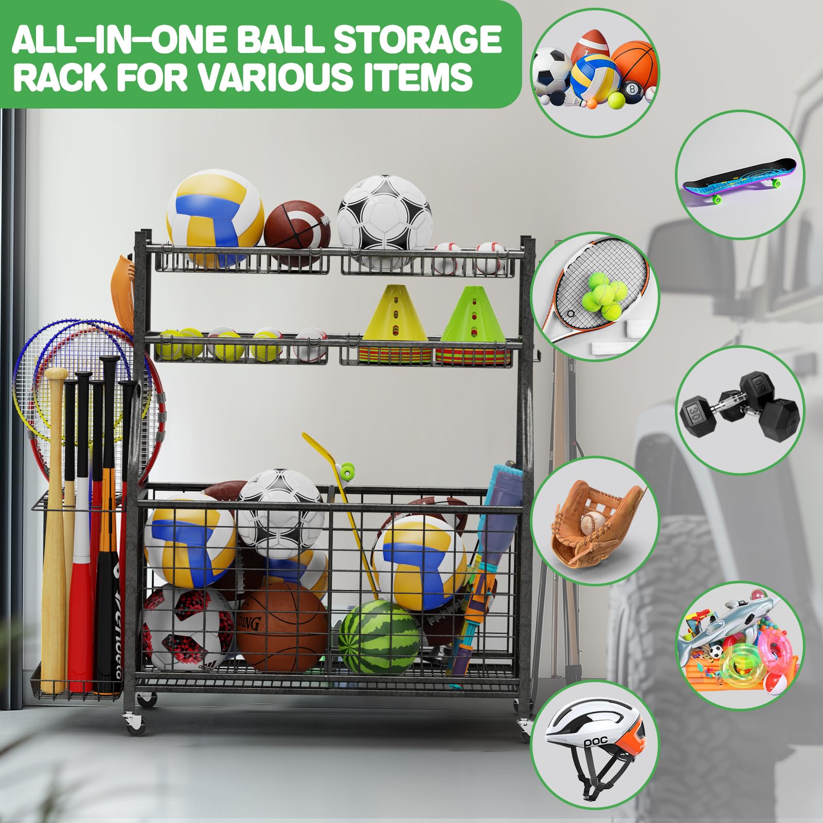 Amazon.com: CaMecequter Garage Sports Equipment Organizer