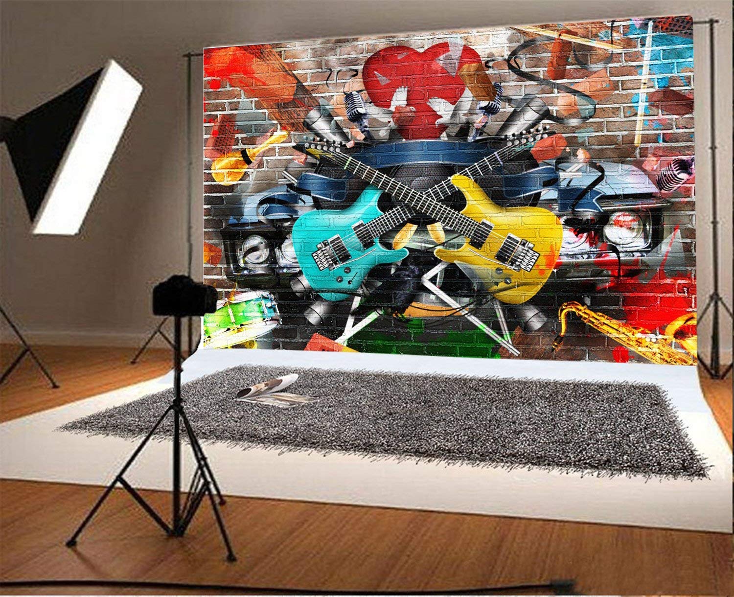 AOFOTO Fotohintergrund 2,1x1,5 M – Grunge Graffiti Ziegelwand Für Rock, Punk, Konzert-Fotos