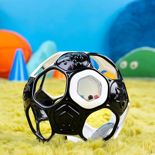 Miniatura 6 de Bright Starts Oball Grippin' Goals Rattle - Balón de fútbol  negro y blanco, juguete de fácil agarre para recién nacidos y más