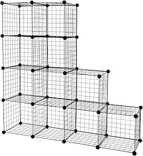 SUPER DEAL Metal Wire Cube Storage Organizer, 12 Cubes DIY Modular Cabinet Bookcase Bookshelf Shoe Rack Stackable Wire Cube Closet for Home, Office, Living Room, Bedroom