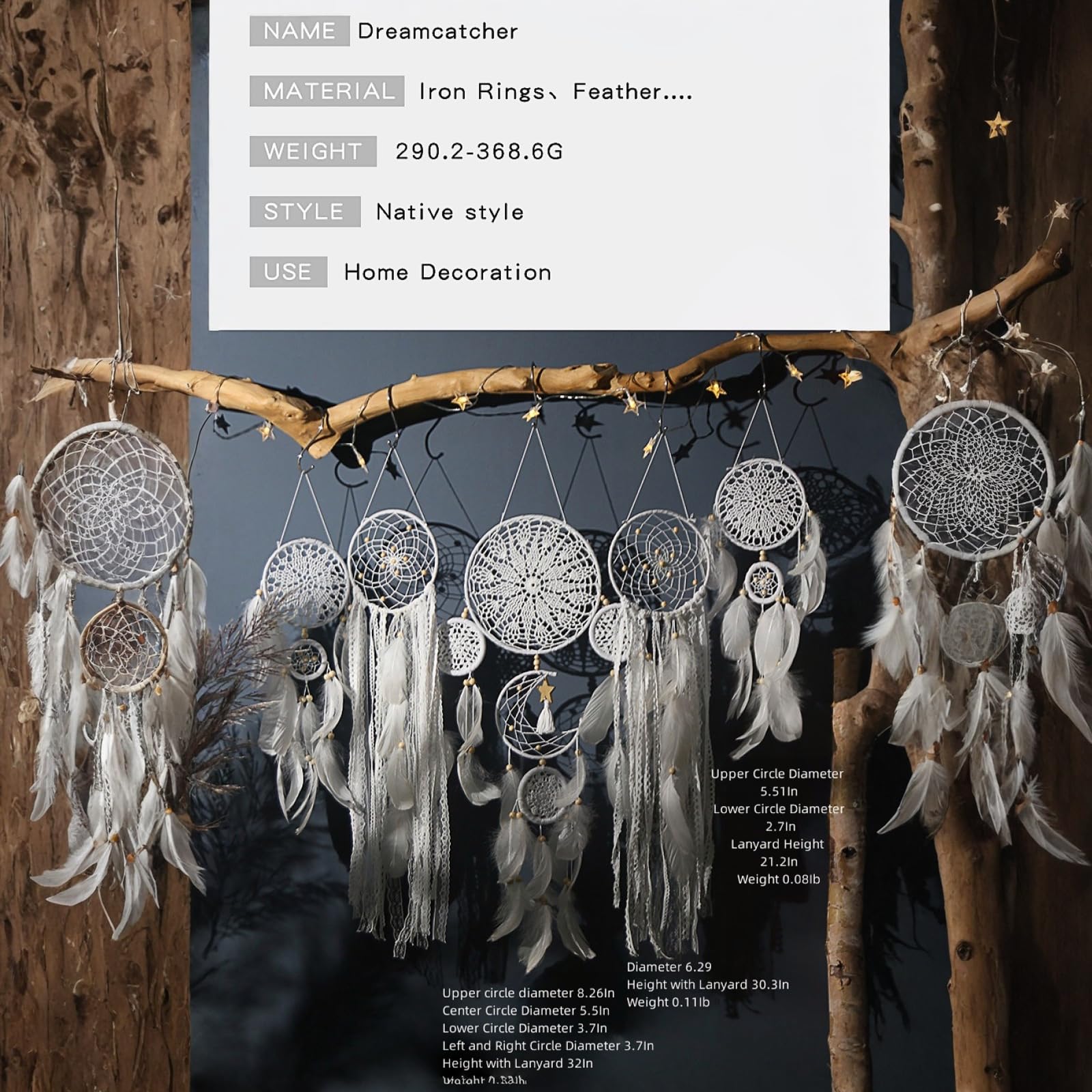 Traumfänger Wanddekoration, großer Boho-Traumfänger mit luxuriösen Federn und Perlen, handgefertigter Wandbehang für Schlafzimmer, Kinderzimmer, Wohnzimmer, Geschenk bereit für Mädchen & Erwachsene