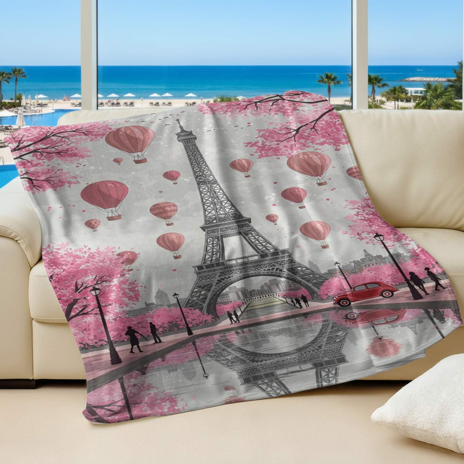 Plaid Tour Eiffel romantique pour vos soirées sur le canapé