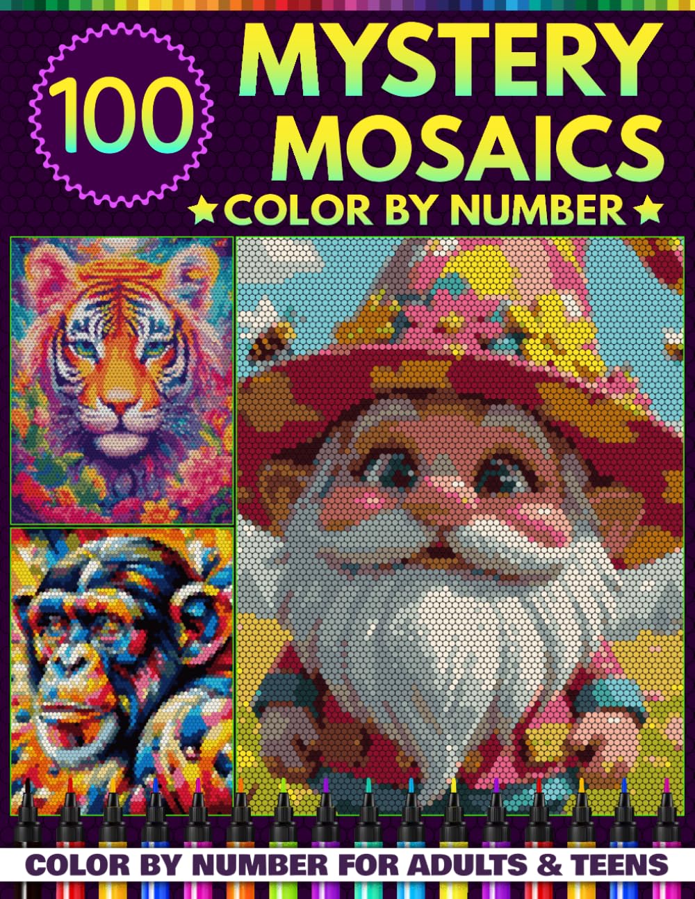 100 Color by Number Mystery Mosaics: Relax and Reveal 100 Hidden Masterpieces with 3 Unique Shapes and a Master Color Palette