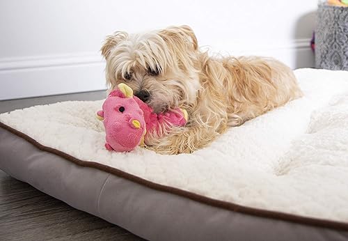 Vista 71 de goDog - Dragón de juguete, grande, resistente, con tecnología Chew Guard, de felpa, color rosa Rosado