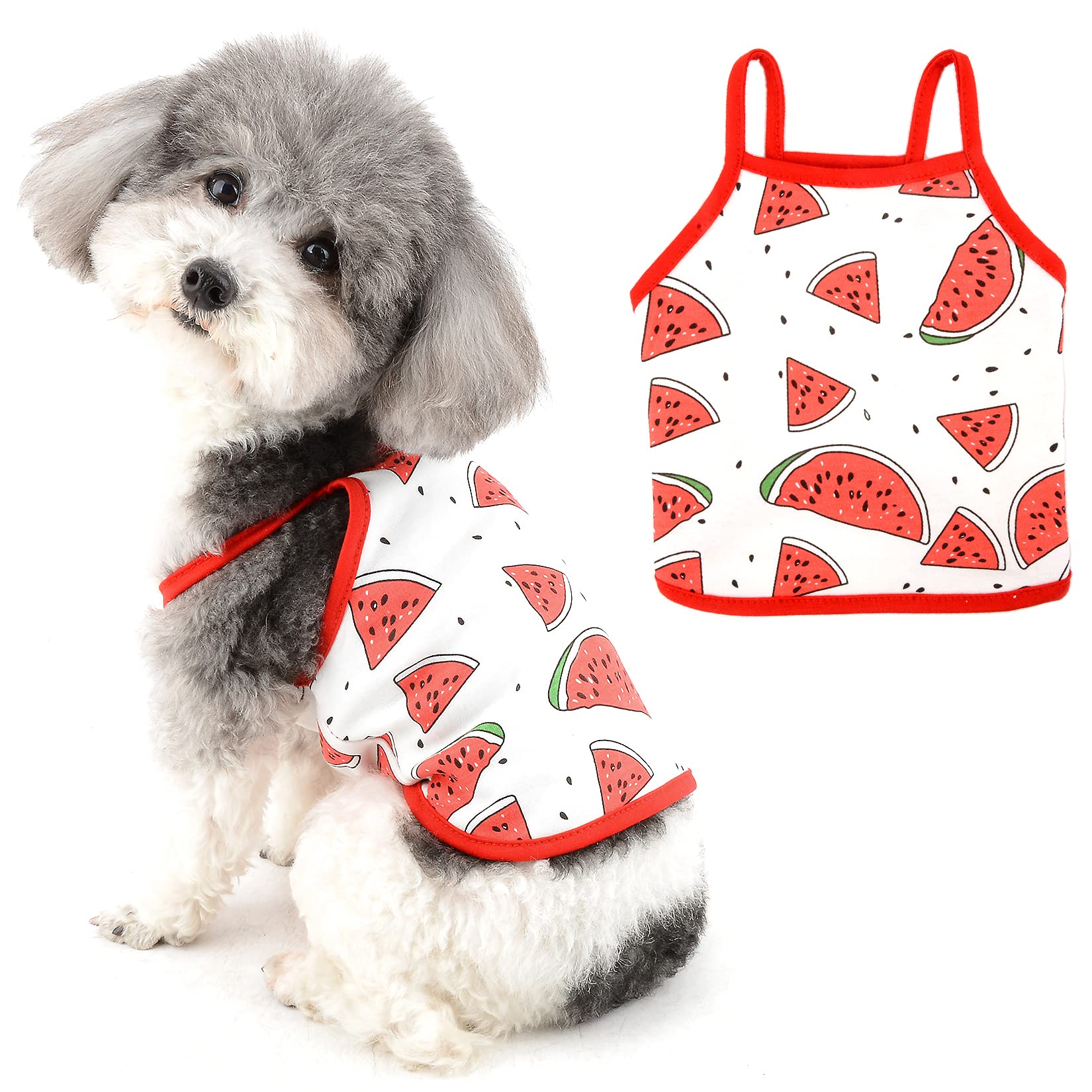 Ranphy Pet Clothes for Small Dog Cotton T Shirt Puppy Basic Vest Shirt Doggie Soft Tank Top Printed Pullover Clothing Summer Breathable Sleeveless Apparel for Chihuahua Yorkshire Terrier