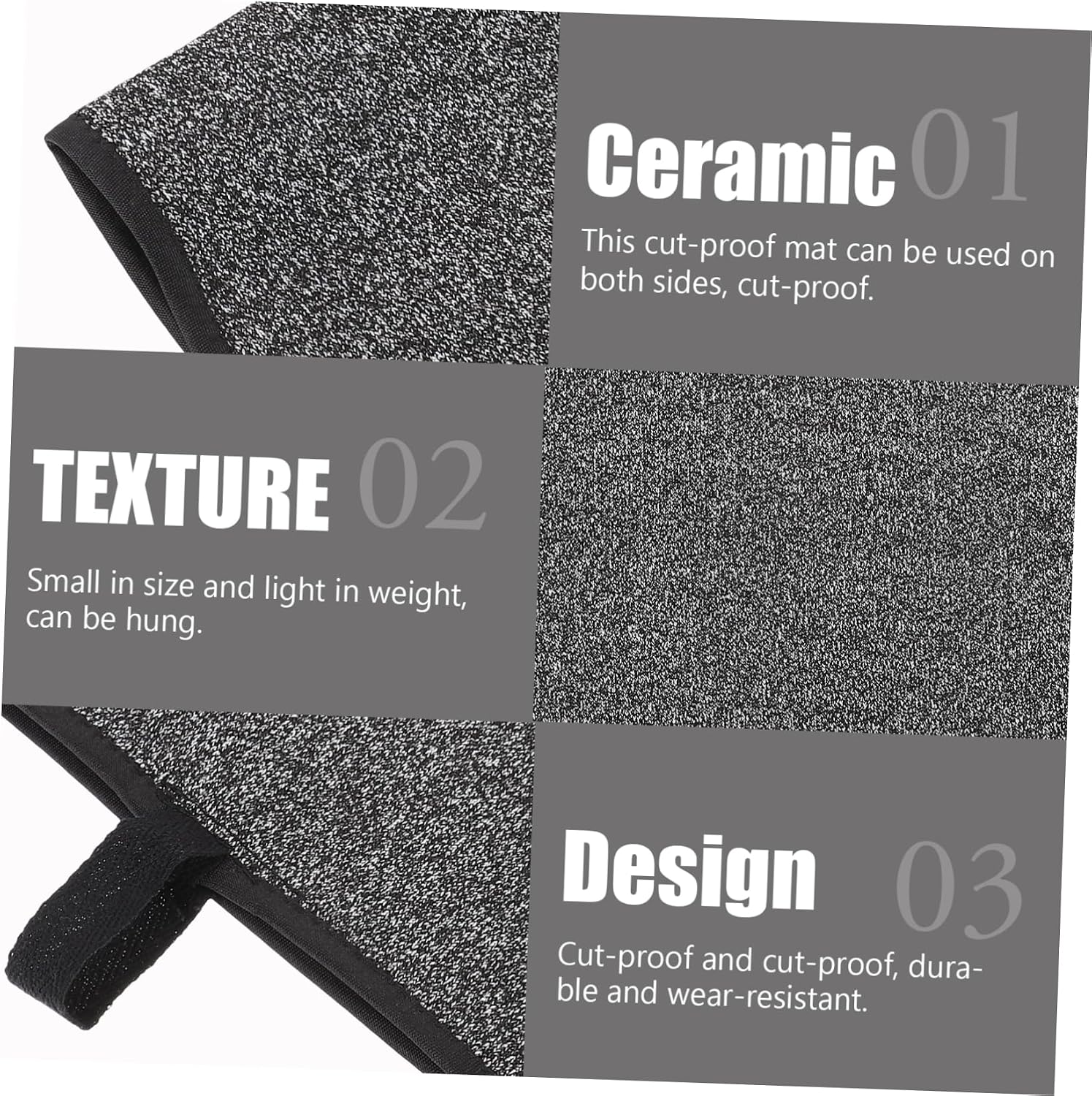 3pcs Slash Resistant Table Mat -Scratch Cover for Dining Kitchen Lightweight Portable Cut Security Mat Black