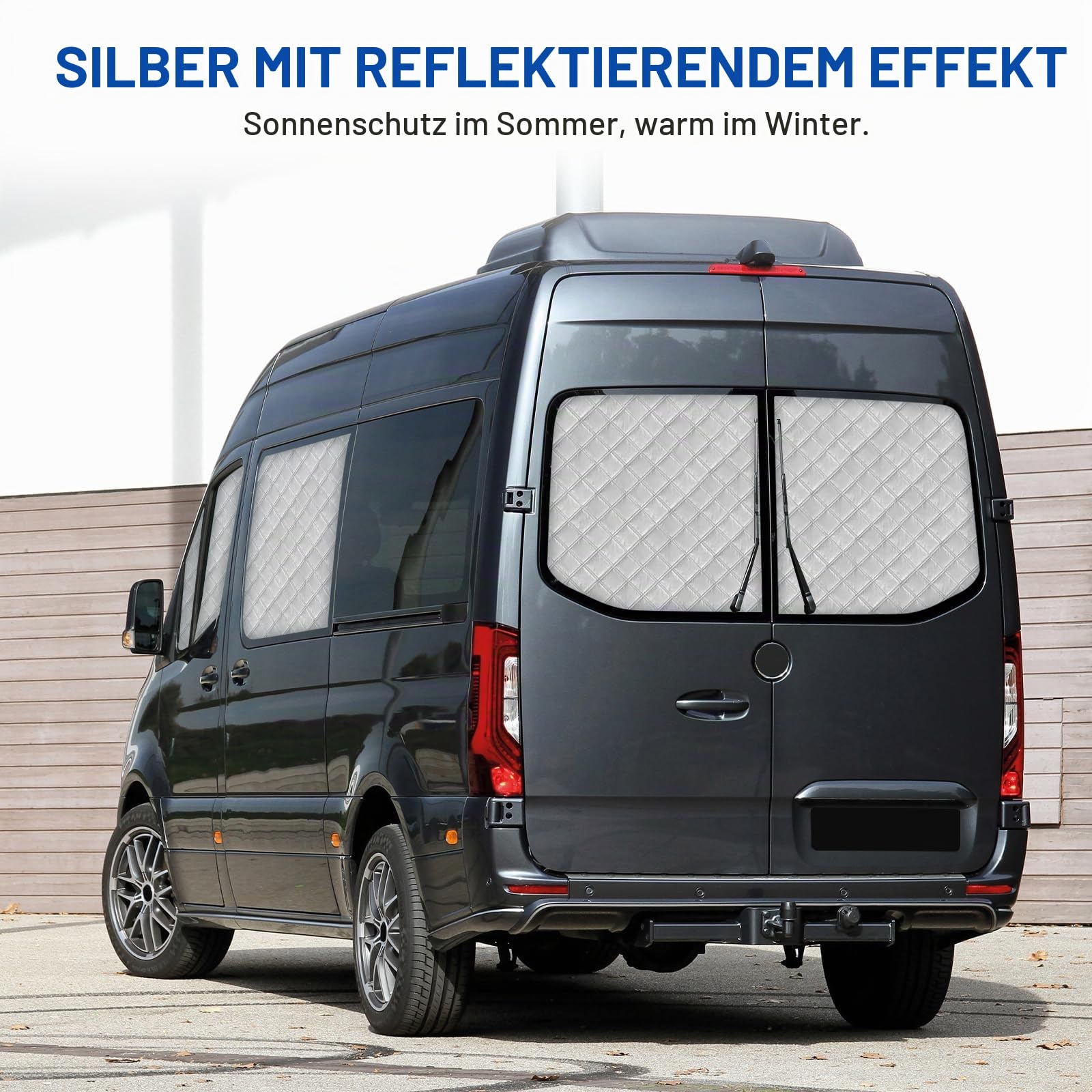 Sonnenschutz Auto Frontscheibe Ersatz für Mercedes Sprinter 2006-2018 LWB, 7 Teilige Technology Thermomatte Ersatz fü VW Crafter 2006-2018 LWB, Sonnenblende Sonnenschutz Frontscheibe Abdeckung