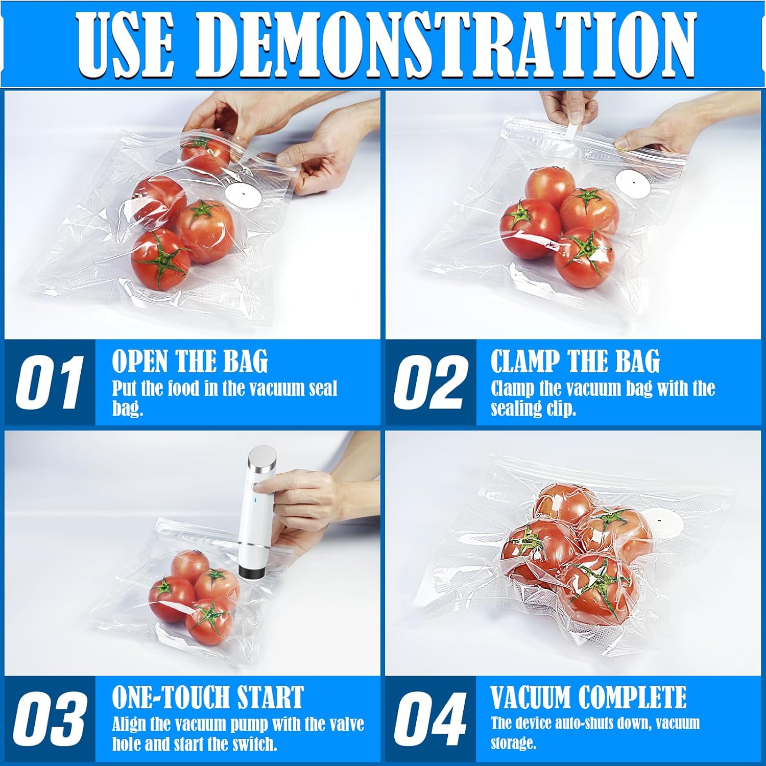 Vacuum Sealer, Handheld Food Compact Vacuum Sealer Machine with 20 Reusable Vacuum Bags for Food Fresh & Storage (1 Pump+20 Bags)