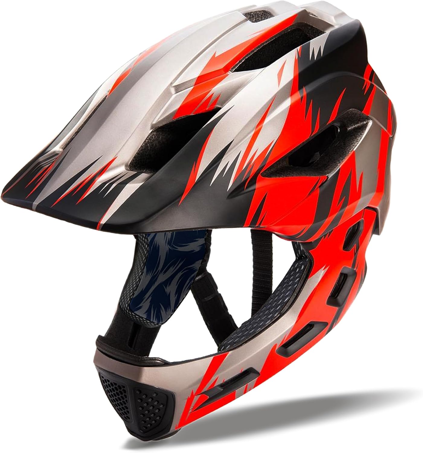 Toddler and Kids Full Face Helmet, Girl and Boy BMX Multi-Sport Detachable Mountain Dirty Bike Helmet Around 3-12 Years Head Circumference.