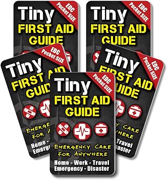 Tiny First Aid Guide Emergency Medical Care for Anywhere - The Ultimate Step-by-Step, Everyday Carry Survival Medicine Pocket, Micro-Guide, 5-Pack