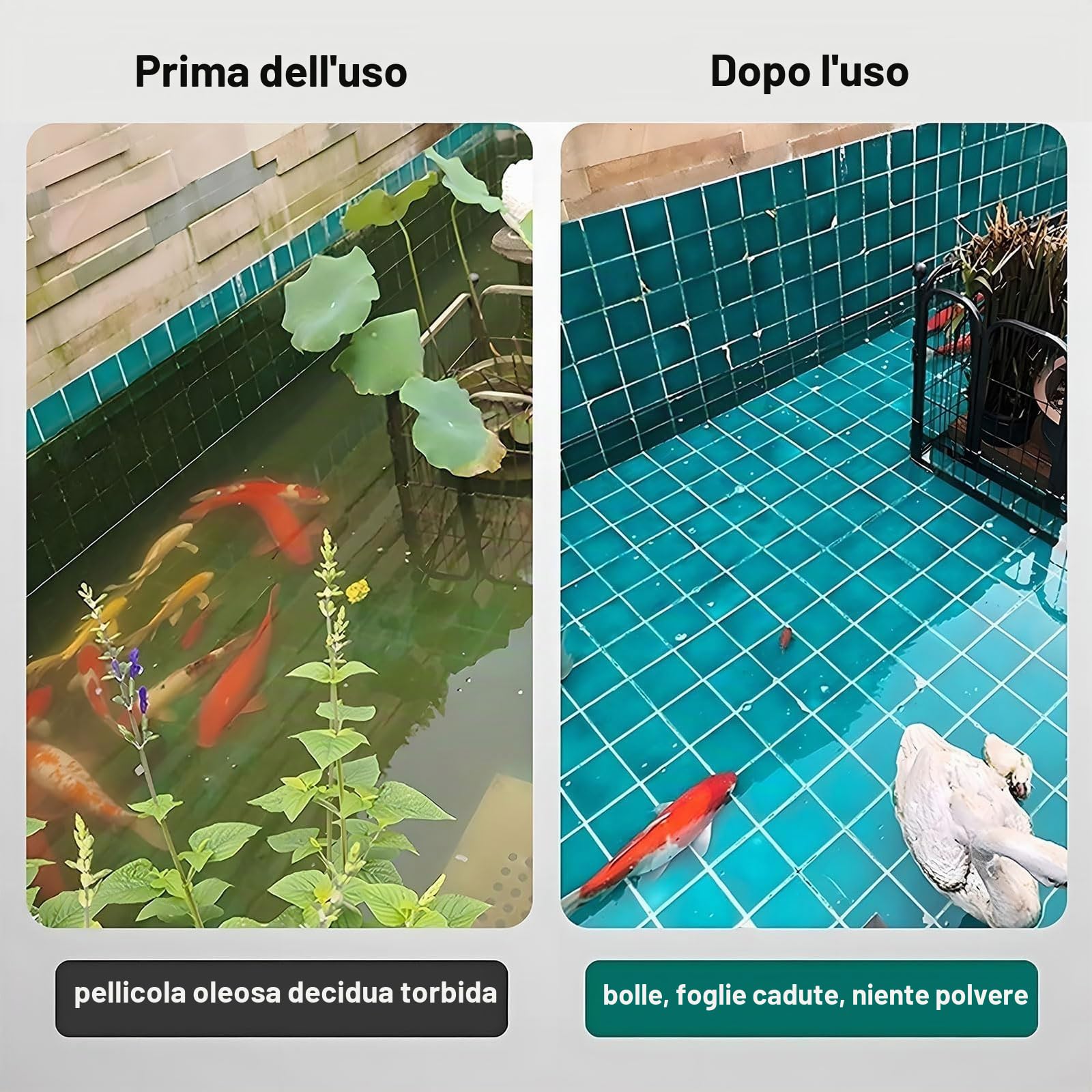 Skimmer galleggiante per laghetto con pompa e cavo di alimentazione – Pulitore automatico 2 in 1 per giardino, esterno, stagni e laghi