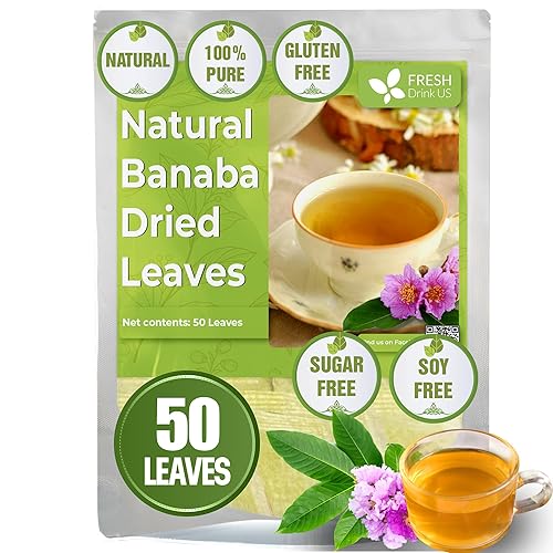 Más de 50 hojas secas de banaba naturales, hojas enteras de banaba, hojas de banaba 100% secas puras, té de hojas de banaba, sin aditivos, sin