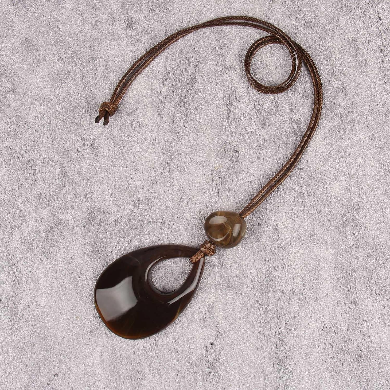 Bohemian Necklaces for Women Long Leather Necklace with Large Pendant Chunky Boho Hippie Jewelry Pendant Chocker Necklace