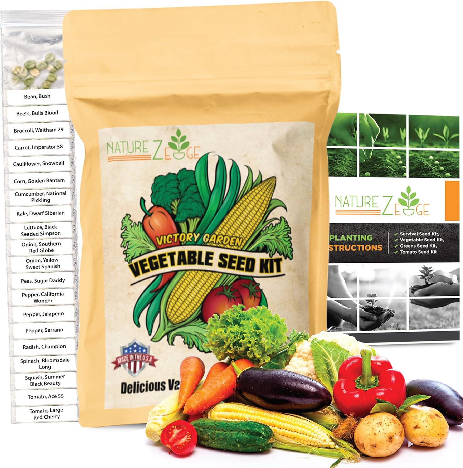 Vegetable Seeds- 4800 Seeds for Planting Vegetables, 11 Varieties of Non-GMO Plant Seeds, Tomato Seeds, Lettuce, Sugar Snap Peas, Green Bean Seeds, Peppers, Carrots, Cucumber, Onion and More. : Patio, Lawn & Garden