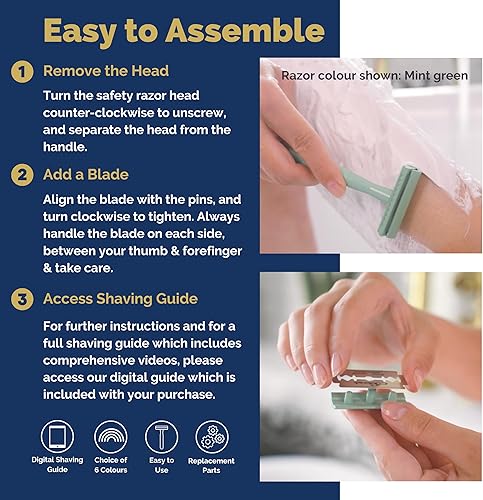 Miniatura 4 de Jungle Culture Maquinilla de afeitar de seguridad con 10 cuchillas de doble filo  Maquinillas de afeitar de metal de una hoja para mujeres y hombres