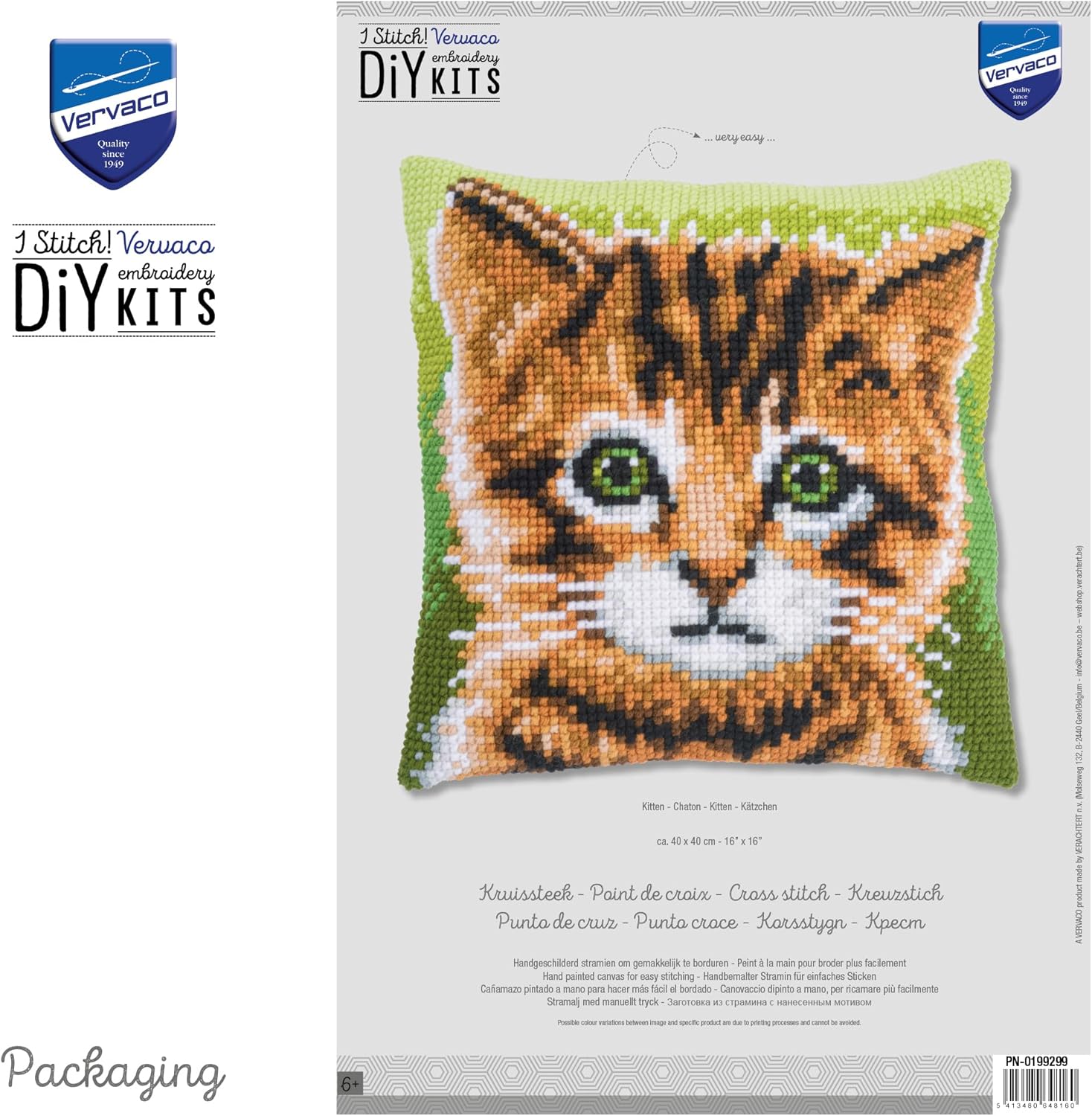 Vervaco Kitten Cross Stitch Cushion Kit