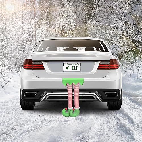 Miniatura 8 de Tronco patas de Papá Noel decoración de coche de Navidad, patas de Papá Noel rellenas para coche, vacaciones, Navidad, pies de Papá Noel, accesorios