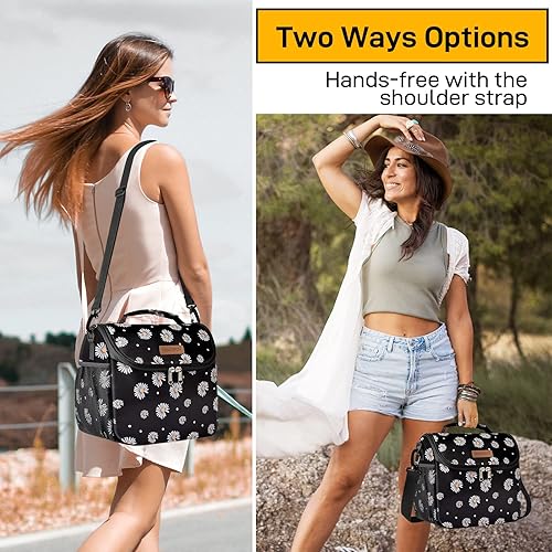 Miniatura 7 de Buringer HOMESPON - Lonchera aislada para mujer, reutilizable, bonita bolsa térmica con correa ajustable para el hombro, para el trabajo, picnic o