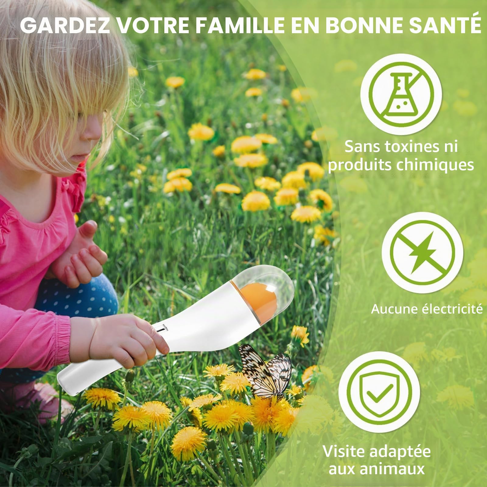 Attrape-Insecte Pédagogique – Capture D'Araignées Et Papillons Sans Contact, Outil D'Exploration Pour Enfants, Noir, 27x5cm