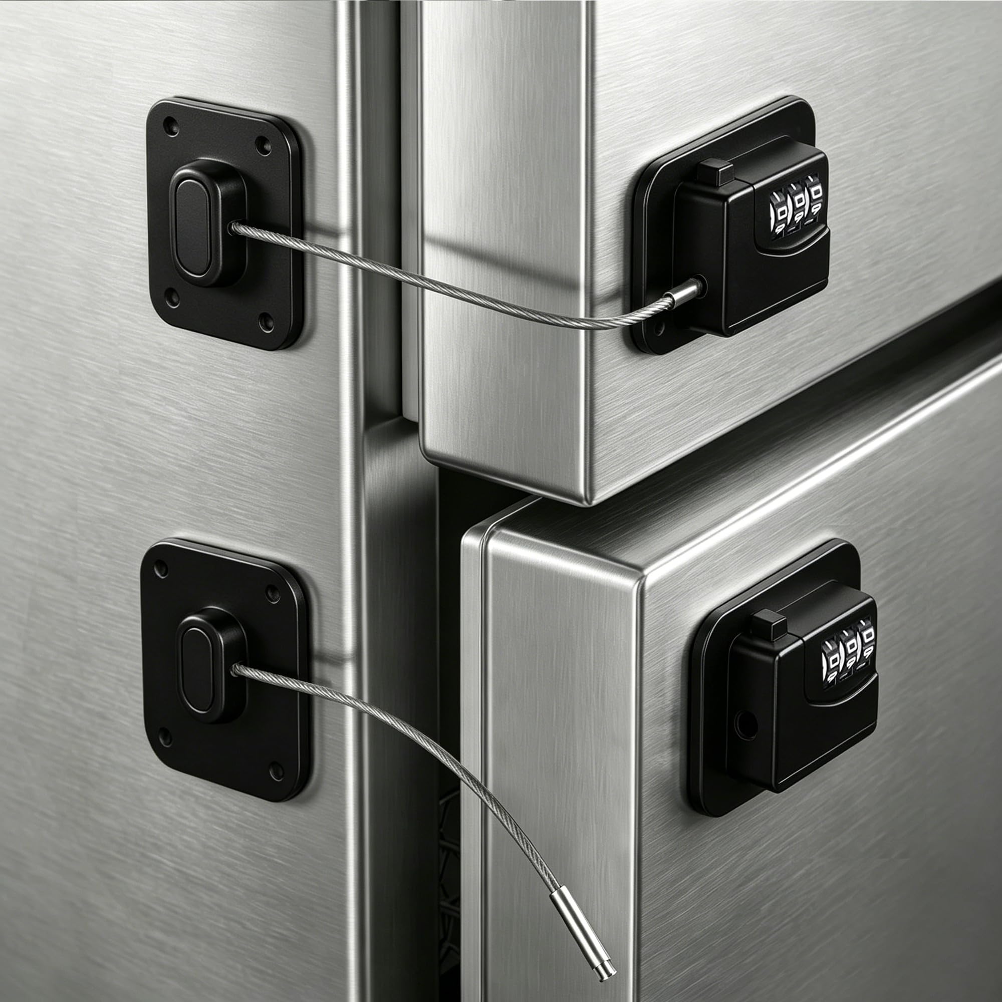 Paquete de 2 cerraduras de refrigerador para niños, cerraduras de seguridad para armarios de seguridad para niños, armarios, cajones, ventanas, electrodomésticos