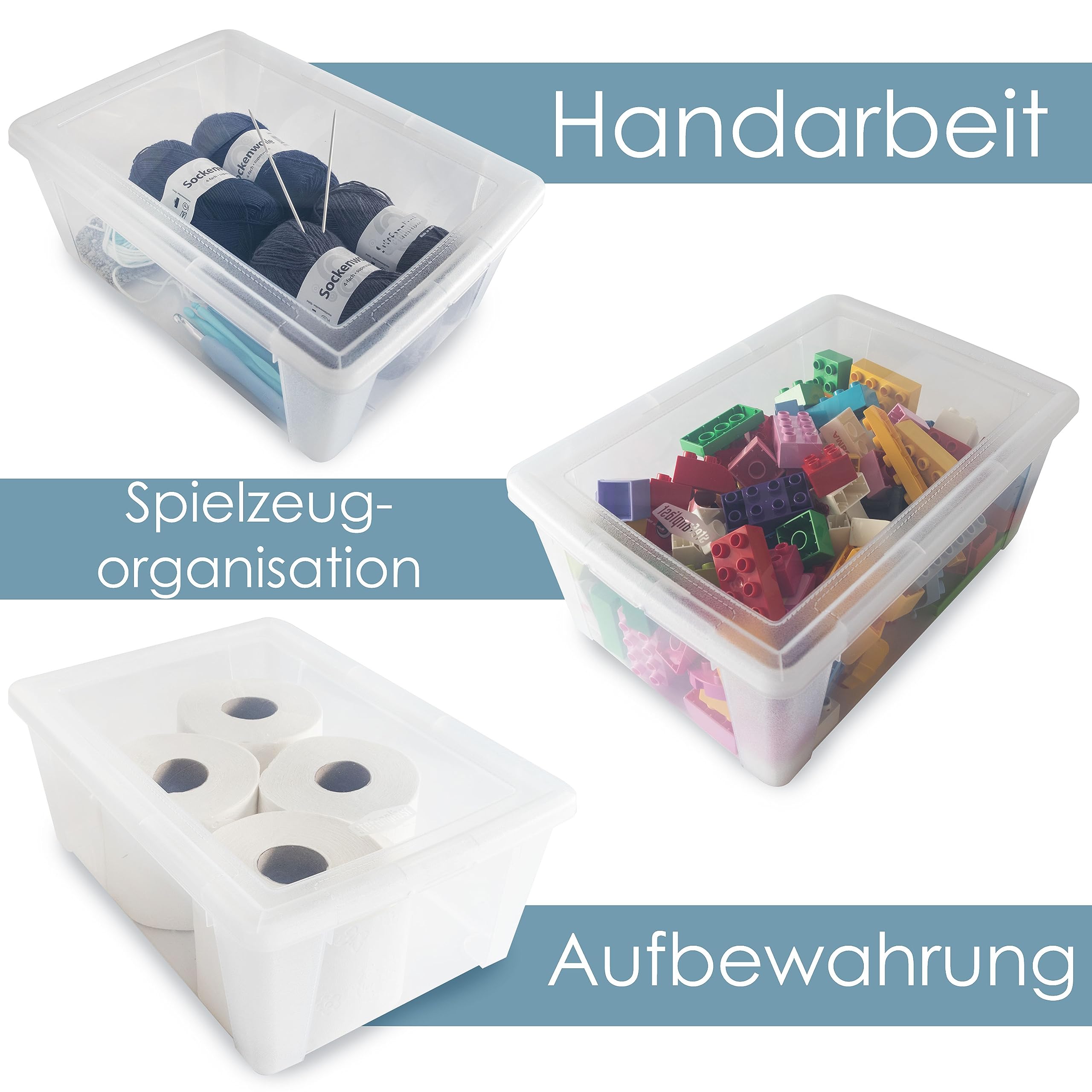 12 x Aufbewahrungsbox mit Deckel 10 Liter 36x25x14 cm - transparent stapelbar LEBENSMITTELECHT - Schuhboxen Shoe Box - Kunststoff Kiste - Plastik Behälter Organizer Büro Haushalt Küche Kinderzimmer