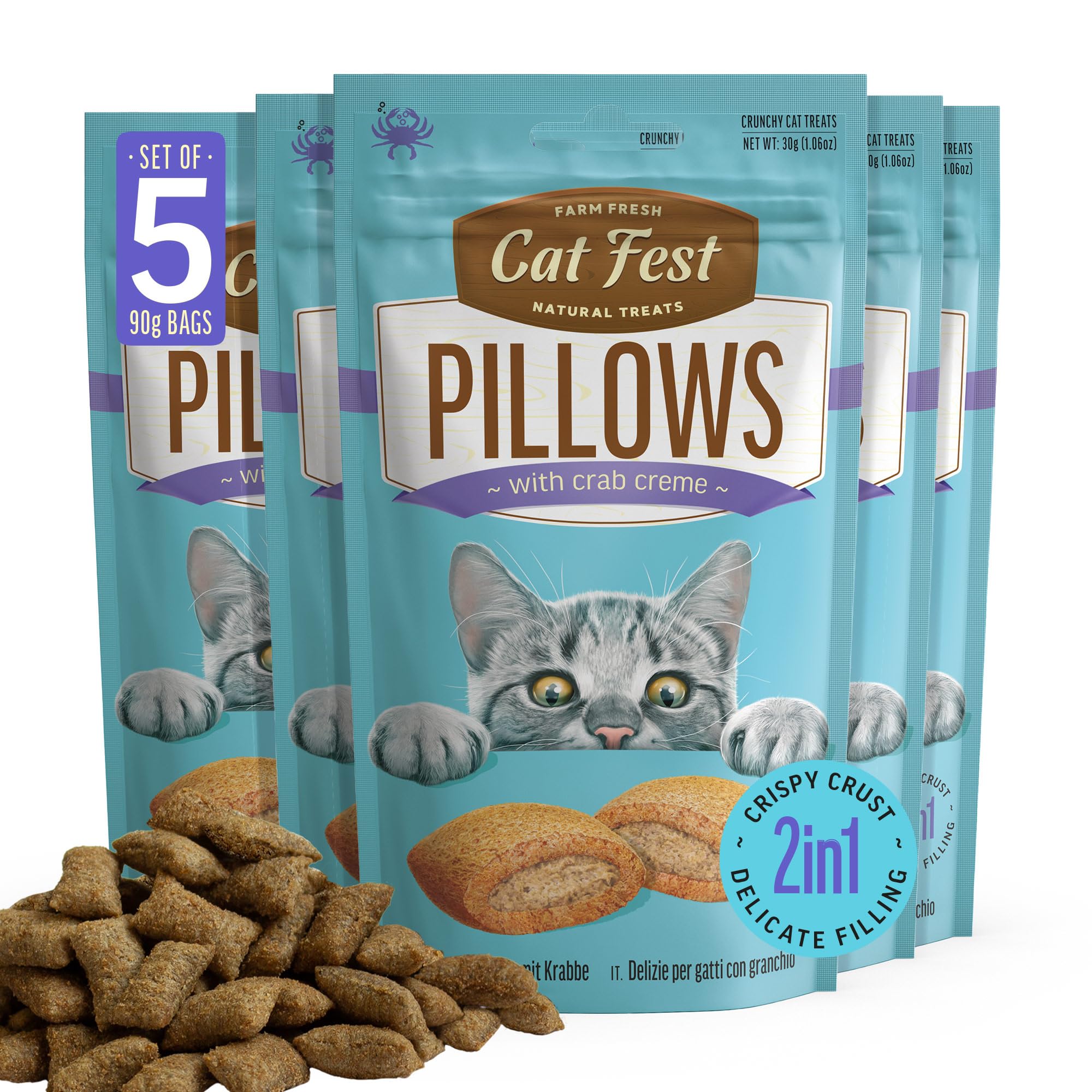 Cat Fest Pillows with Crab Creme - High-Protein Delicious Cat Treats, 30 g (Pack of 5), 234 g (Pack of 1)