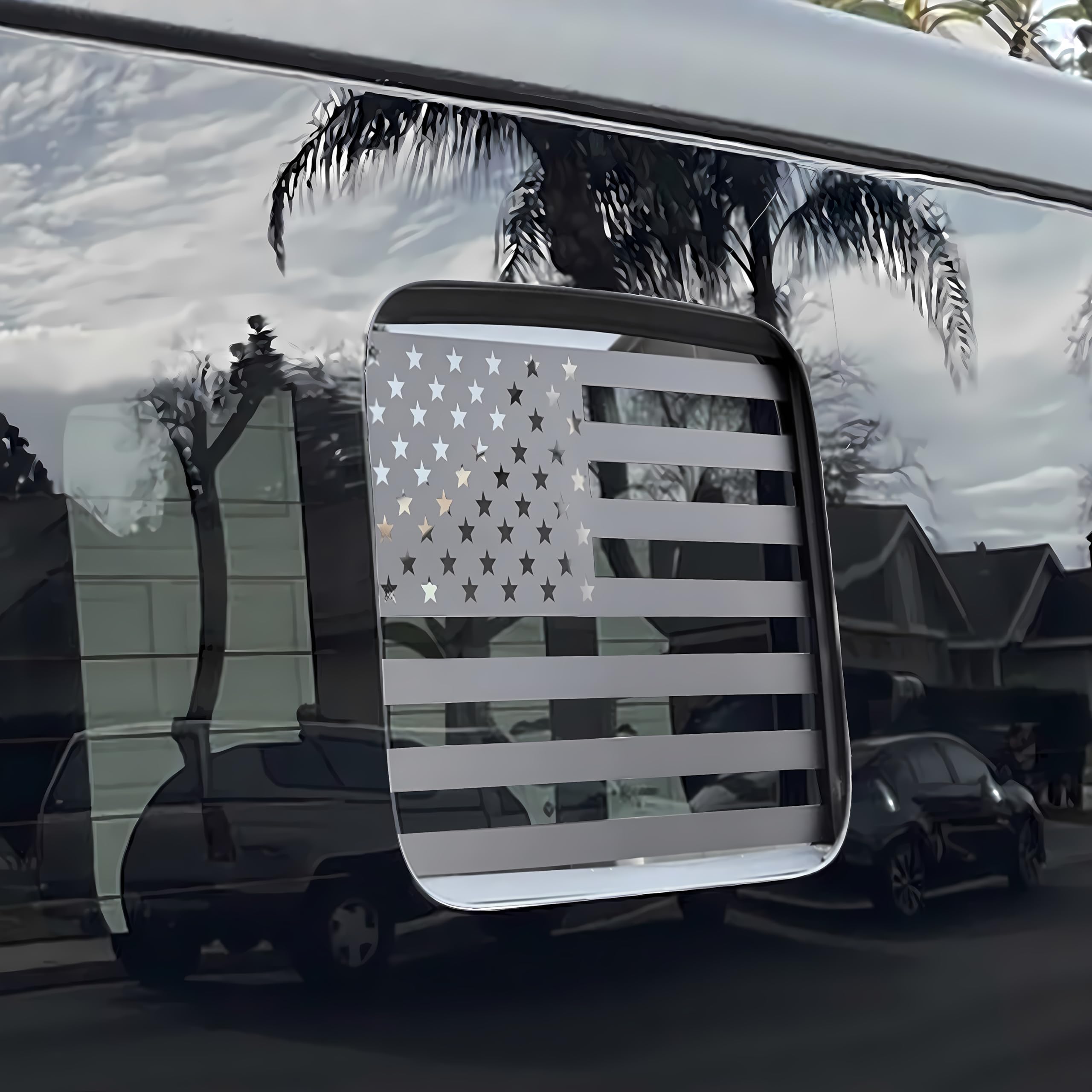 Vinilo de bandera americana para ventana trasera de Jeep Gladiator 2020+ en negro mate