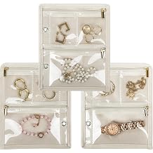 Travel Jewelry Organizer Case, Jewelry Bags Jewelry Storage Book Binder with Clear Zipper Velvet Pouch for Traveling,Earrings, Rings, Necklace, Bracelet Inner Pages,Beige,3 PCS