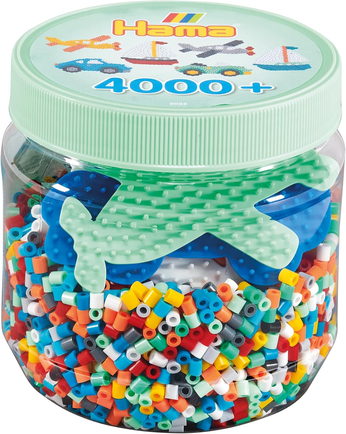 Hama Beads 2053 4K Beads and 3 Pegboards in Tub, Green