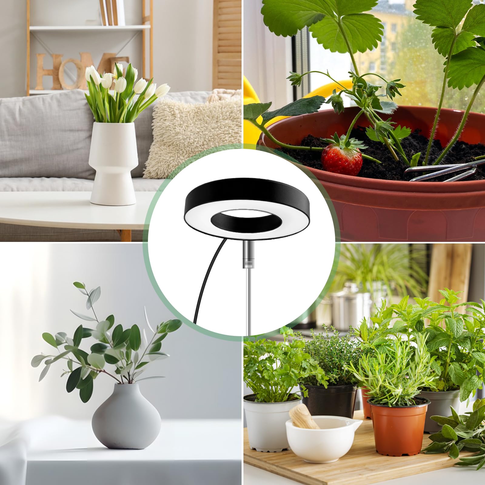 CNMTCCO pflanzenlampe,LED-Pflanzenlicht, Vollspektrum-Pflanzenlicht für Zimmerpflanzen, höhenverstellbares LED-Pflanzenwachstumslicht mit USB-Adapter, 3 Lichtmodi, 3/9/12-Stunden-Timer
