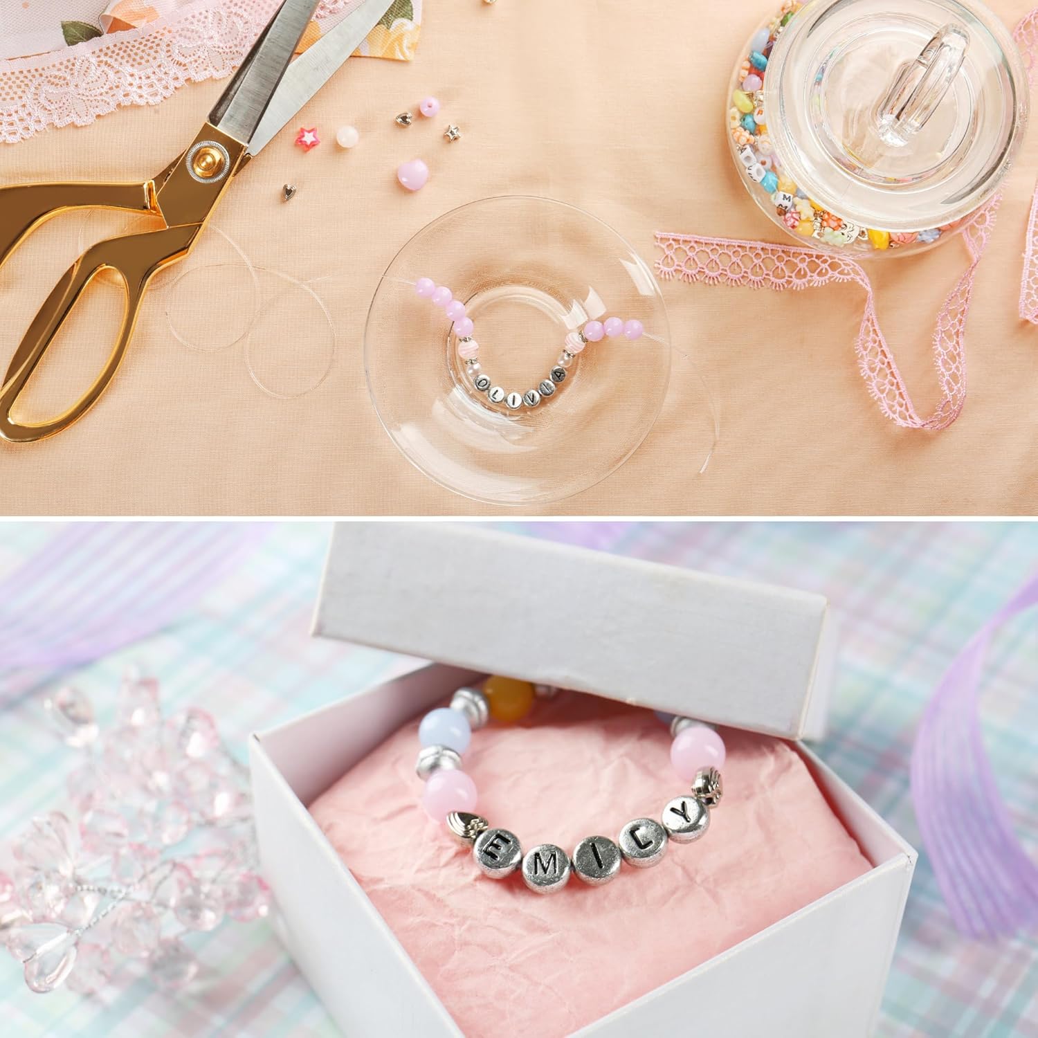 XIANNVXI 3500 Pcs White Letter Beads for Bracelets Colorful Acrylic Beads for Jewelry Making (White & Mix Beads)