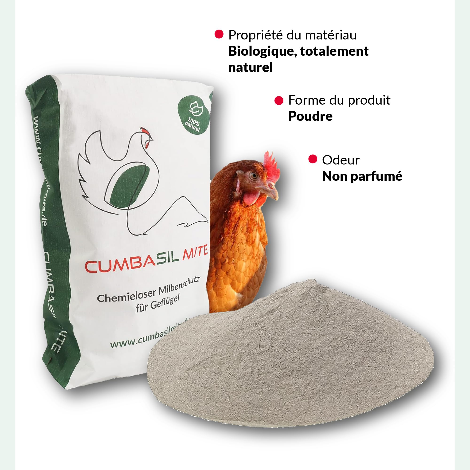 Mite bain de poussière pour poules 25kg, poudre contre les acariens, bain de sable, protection 100% naturelle contre les acariens, poudre contre les acariens, produit contre les acariens