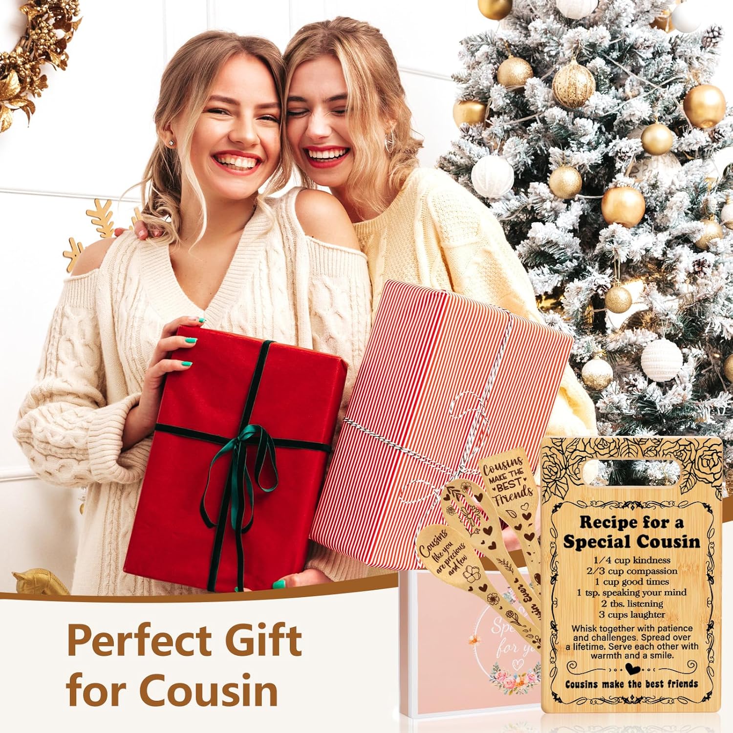 Cousin Gifts for Women, Recipe for a Special Cousin - Birthday Gift for Cousin Women Cutting Board Set, Mothers Day Birthday Gifts Wedding Gifts for Cousin from Sister Brother - Image 6