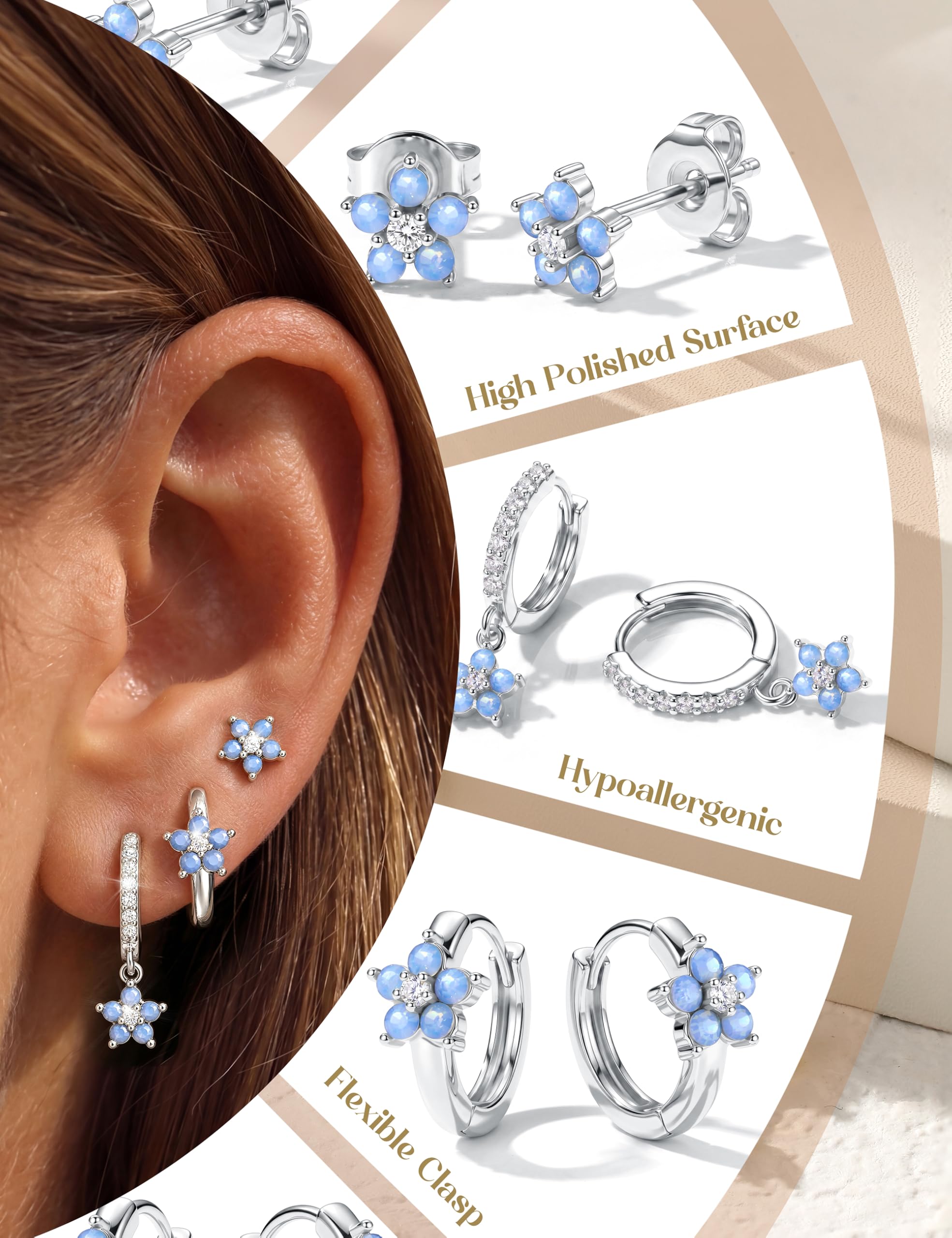 Chriscoco 3 Paia Orecchini Donna Oro Placcato 14K Acciaio Chirurgico Piccoli Orecchini Cerchio Argento Anallergici Set Piercing Orecchio