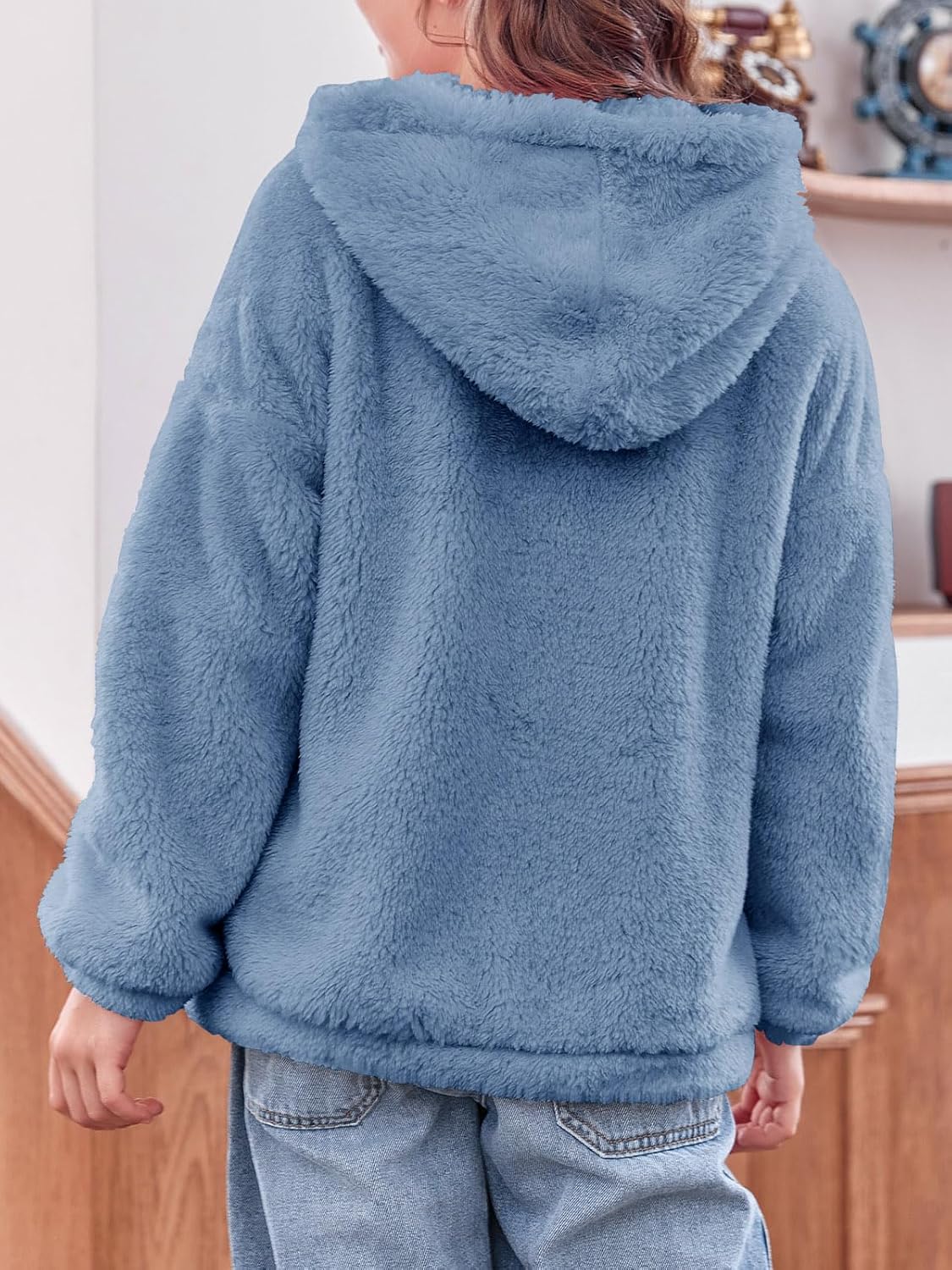 Haloumoning Girls' Outerwear Jackets Kids Soft Fleece Zip up Hoodie with Pockets 5-14 years - Image 5