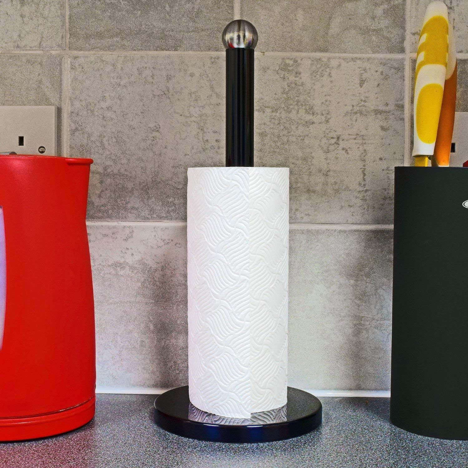 Buy Black Kitchen Tissue Roll Holder Organiser Paper Towel Dispenser