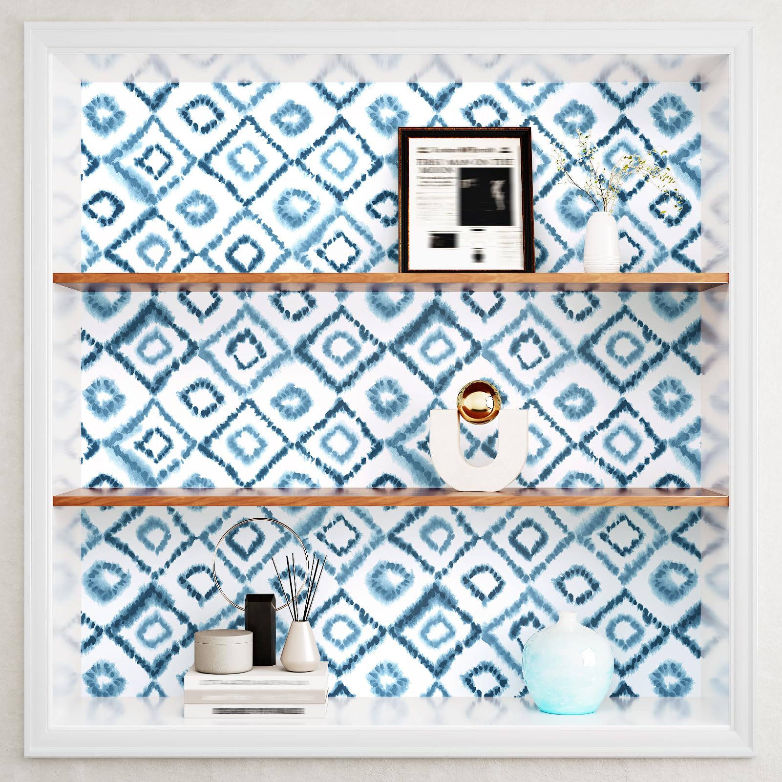 Niebieska tapeta odklej i przyklej papier kontaktowy blat samoprzylepny akwarele geometryczna tapeta ścienna do salonu sypialni 40 cm × 388 cm