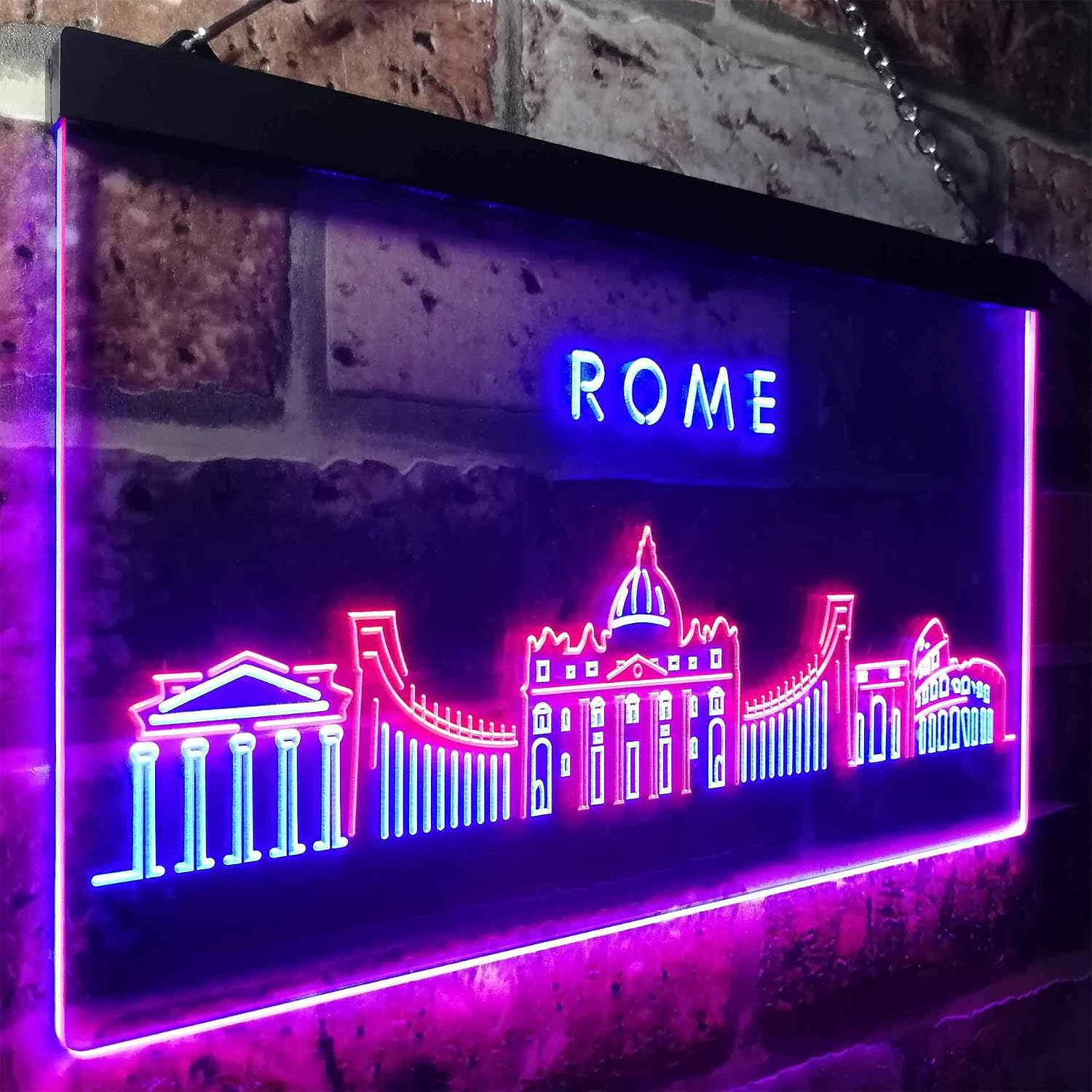 ADVPRO Rome City Skyline Silhouette Dual Color LED Neon Sign Red & Blue 24" x 16" st6s64-i3281-rb